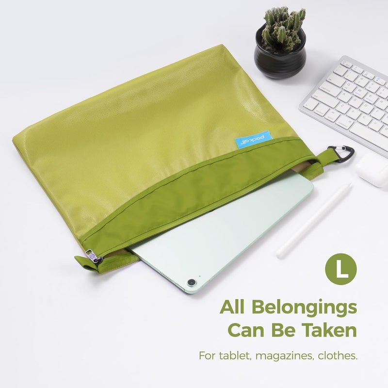 pack all Water-resistant Material Zipper Pouch, Mesh Zipper Bag for Storage, Travel, Office (Large, Green) - Image 3